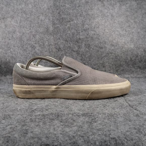 Vans Shoes Womens 9.5 Sneakers Classic Slip On Leather Skate Casual Grey Flats - Picture 1 of 11